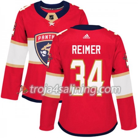 Florida Panthers tröja James Reimer 34 Röd 2017-2018 Adidas Authentic - Dame NHL Tröjor
